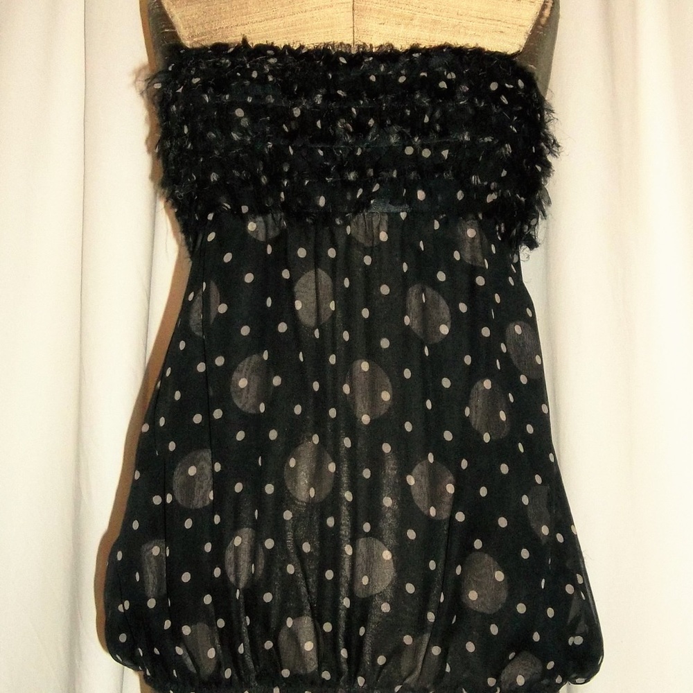 Samantha Treacy BlackWhit Polka Dot Silk Strapless